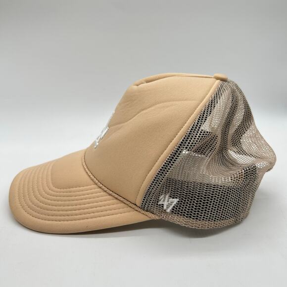 Los Angeles Dodgers‎ Hat Mens OS Tan Snapback Trucker 47 Brand Cap MLB  Baseball - Picture 2 of 9